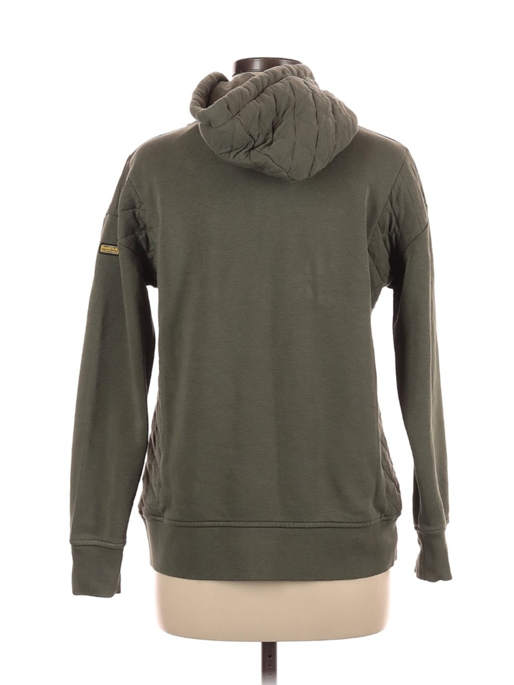 Barbour International Sarthe Overlayer Dusky Khaki Hoodie Sweatshirt Size 6 NWT - Picture 2 of 9
